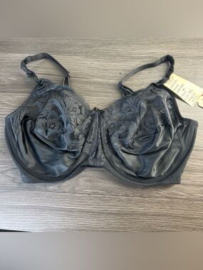 Vanity Fair Underwire Bra 36DD Black Lace Full Coverage Lace Piquant 0836 VTG